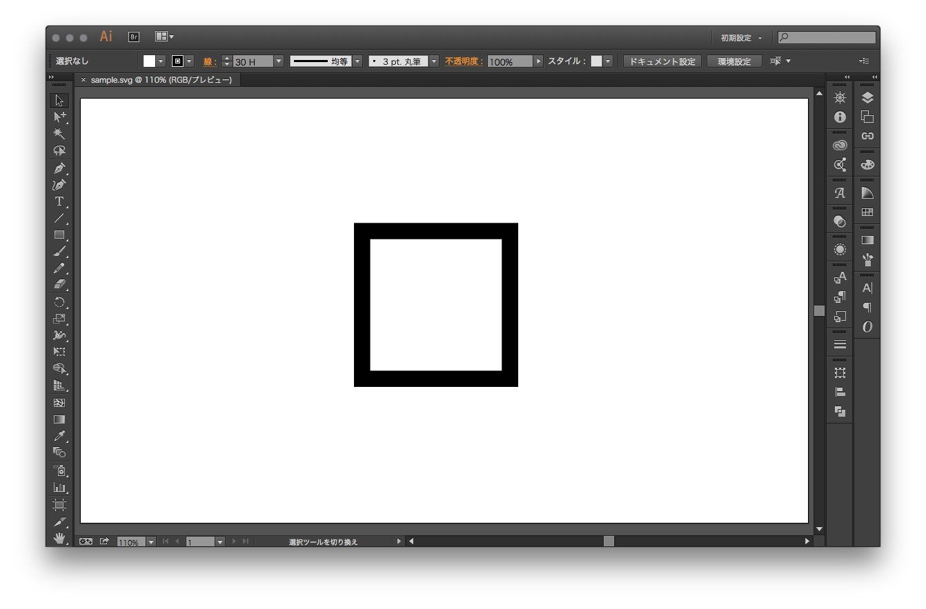Illustratorでサンプルグラフィックを作成。.svgで書き出し。