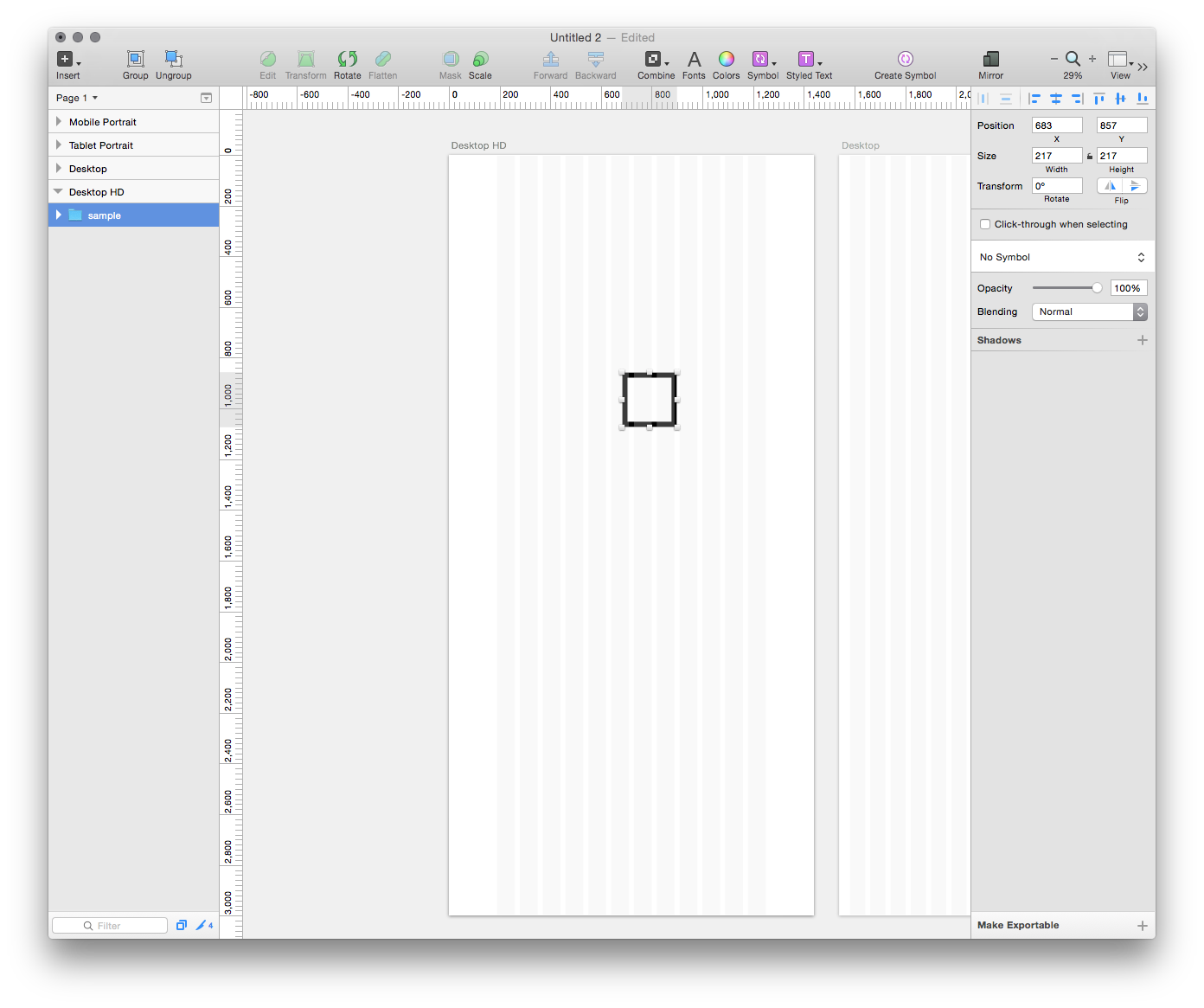 sketch3にドラッグ&ドロップ。そのままオブジェクトとして認識されます(ペーストされたアプリ側がアクティブになるのも地味に嬉しい)